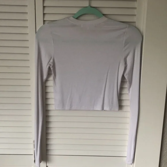 COPY - Joah Brown Fitted Cropped Long Sleeve Ribbed Top white S/M - Picture 6 of 8